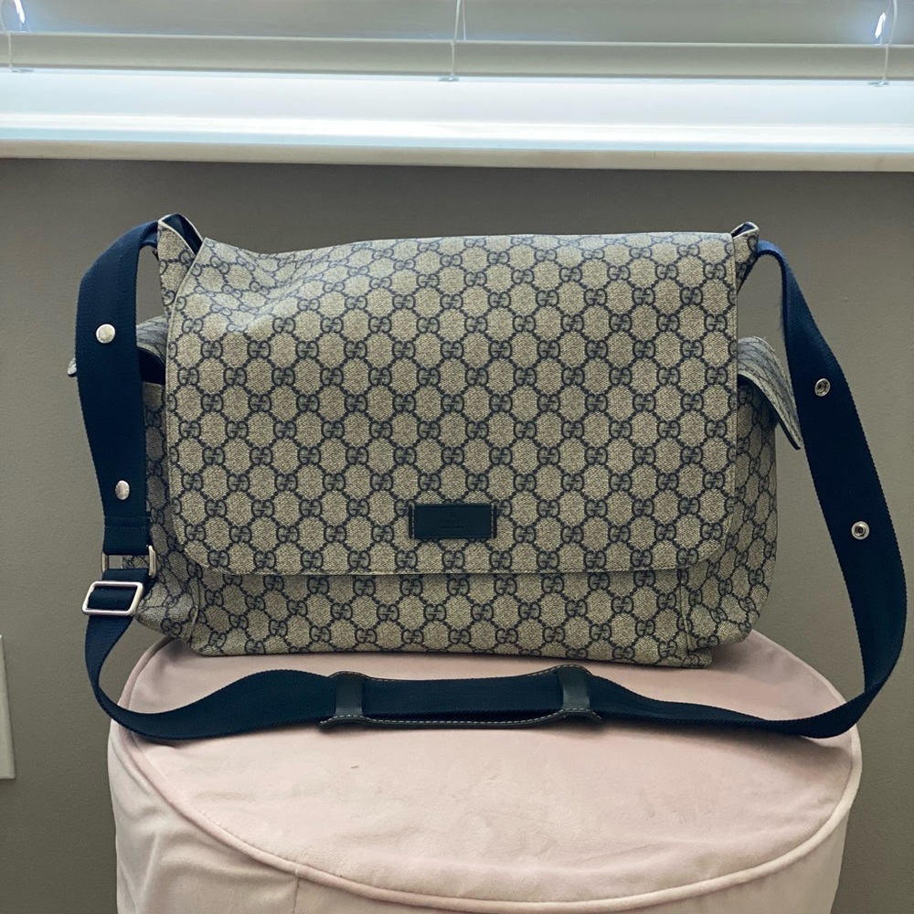 Authentic GG plus monogram messenger diaper bag